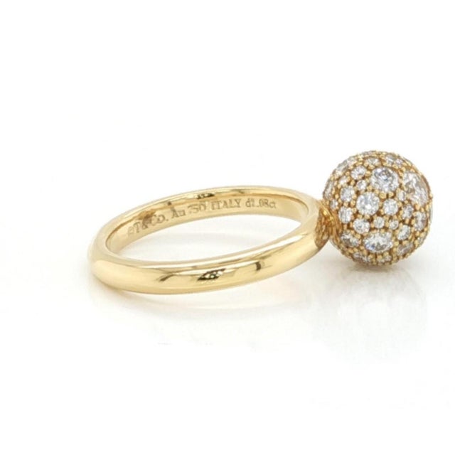 Tiffany and Co. Mid 20th Century Tiffany & Co HardWear Pave Diamond 8mm Ball Ring 18K Yellow Gold Size 4 For Sale - Image 4 of 8