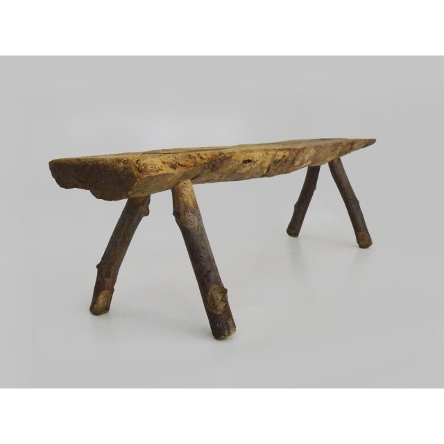 Wood Low Brutalist Folk Art Wood Bench, 1960s For Sale - Image 7 of 11