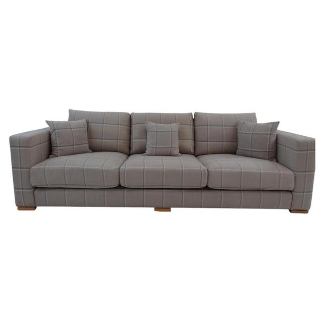 2000 - 2009 Large Square Arm Sofa in Soft Grey Check Fabric by George Smith For Sale - Image 5 of 7