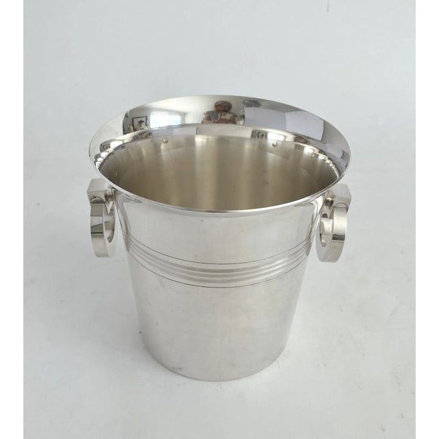 This French Art Deco period silverplate champagne bucket is marked circa 1930. Chunky handles adjust, in overall very good...