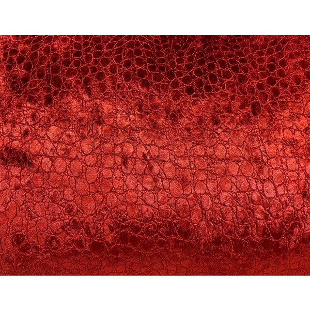 Festive Santa Themed Christmas Bolster Pillow With Vibrant Red Velour-Like Back - Made in U K For Sale - Image 10 of 12