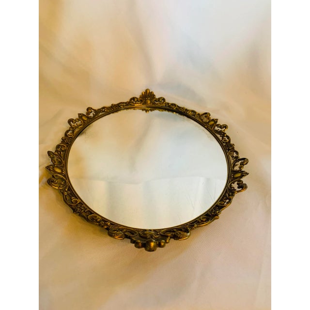 Mid 20th Century Vintage Ormolu Oval Mirror Vanity Tray For Sale - Image 5 of 13