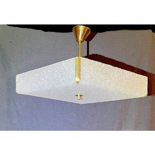 Metal Perspex and Brass Diamond Shape Pendant, France Mid-Century For Sale - Image 7 of 7
