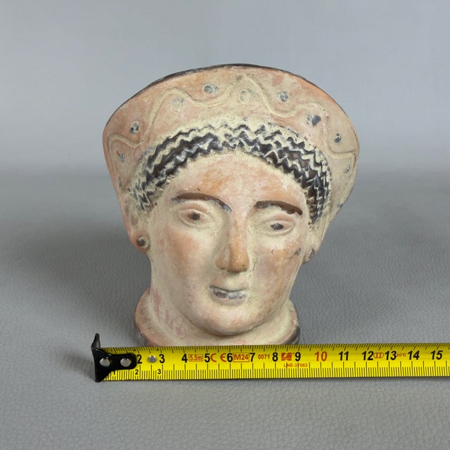 Brown Classical Greek Head Sculpture in Terracotta, 1960s For Sale - Image 8 of 11