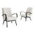 1950s Czech White Upholstered Armchairs, a Pair For Sale