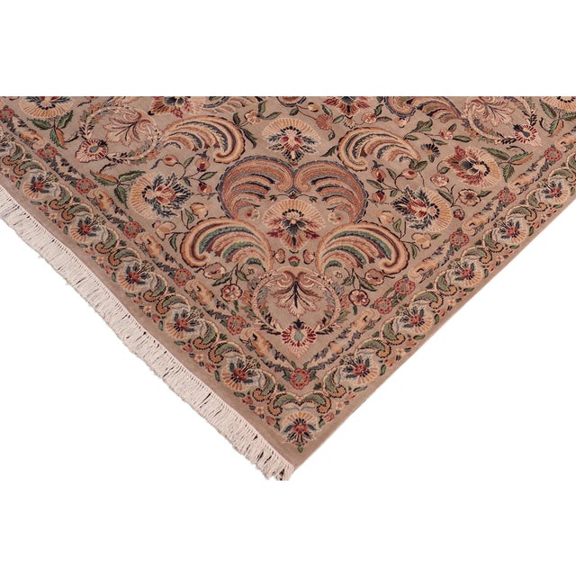 Shabby Chic One of a Kind Floral Pak-Persian Gray/Tan Wool Rug - 8'1'' X 10'4'' For Sale - Image 3 of 9