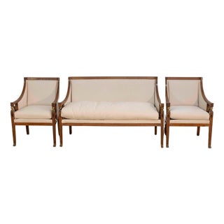 19th Century Swedish Salon Suite with Sofa and Pair of Armchairs For Sale