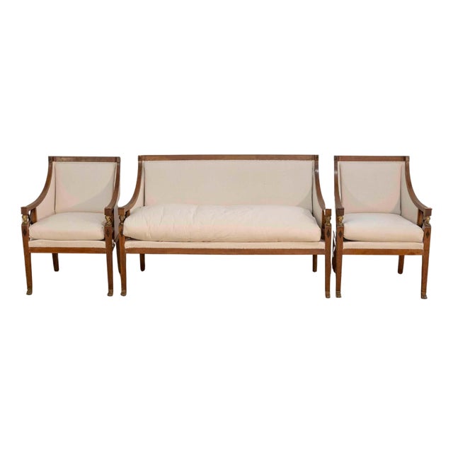 19th Century Swedish Salon Suite with Sofa and Pair of Armchairs For Sale