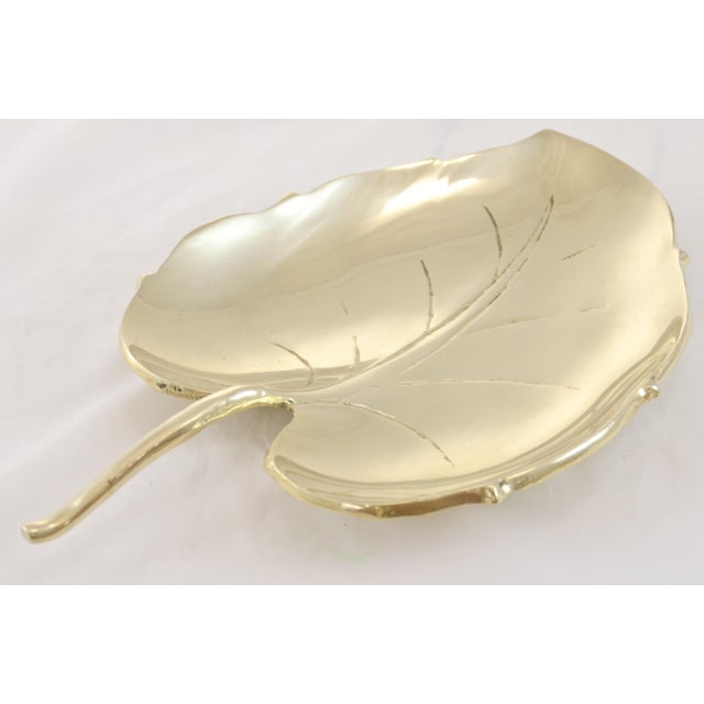 Mid-Century Modern Large Brass Leaf Tray For Sale - Image 3 of 6