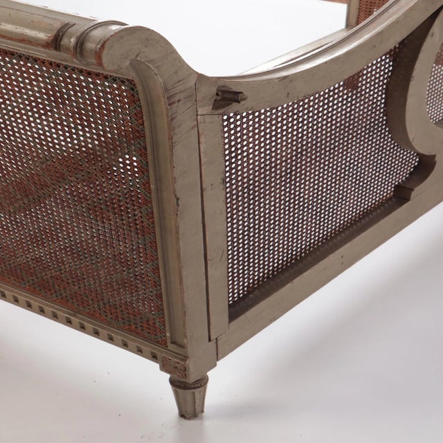 Green Late 19th Century French Directoire Painted Cane Daybed For Sale - Image 8 of 11