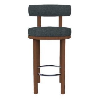Collector Modern Moca Bar Chair in Safire 10 Fabric and Smoked Oak by Studio Rig For Sale
