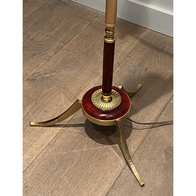 1940 Brass Floor Lamp in The Style of Maison Jansen For Sale - Image 11 of 12