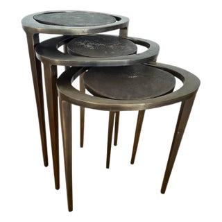 R & Y Augousti Bronze and Shagreen Nesting Side Tables- A Set of 3 For Sale