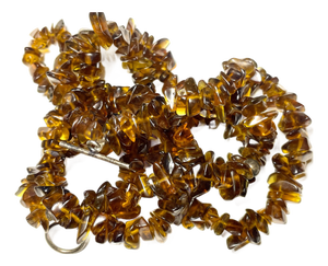 Mid 20th Century Double Strand Natural Cognac Honey Amber Necklace Sterling Silver Clasp