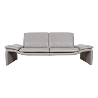 Leather Three-Seater Grey Sofa with Manual Function from Koinor For Sale