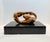 Polished Bronze Abstract Figural Sculpture, affixed to a stone base.