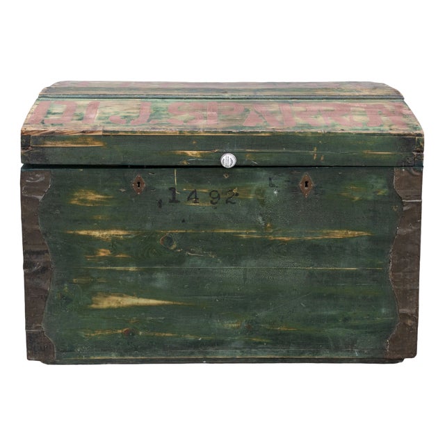 Green Wooden Trunk For Sale