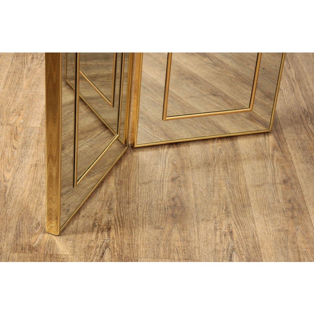 Hollywood Regency Two-Panel Mirrored Room Screen For Sale - Image 4 of 12