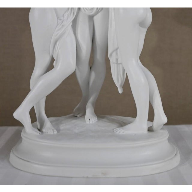 Les Trois Nymphes Sculptural Group, Early 20th Century, Biscuit Porcelain For Sale - Image 10 of 18