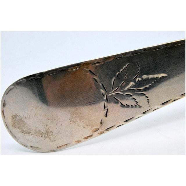 Silver Soup Ladle with Engraving on Handle For Sale - Image 3 of 7