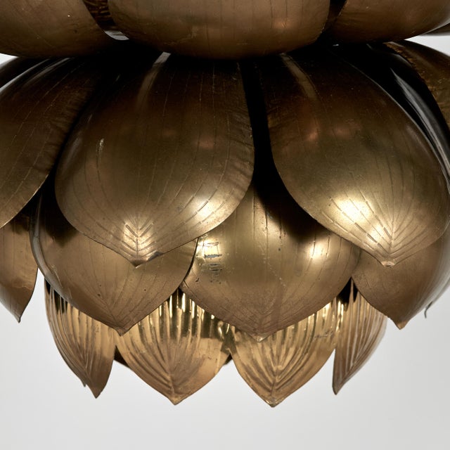 Feldman Lighting Mid Century Brass Lotus Pendant For Sale - Image 4 of 5