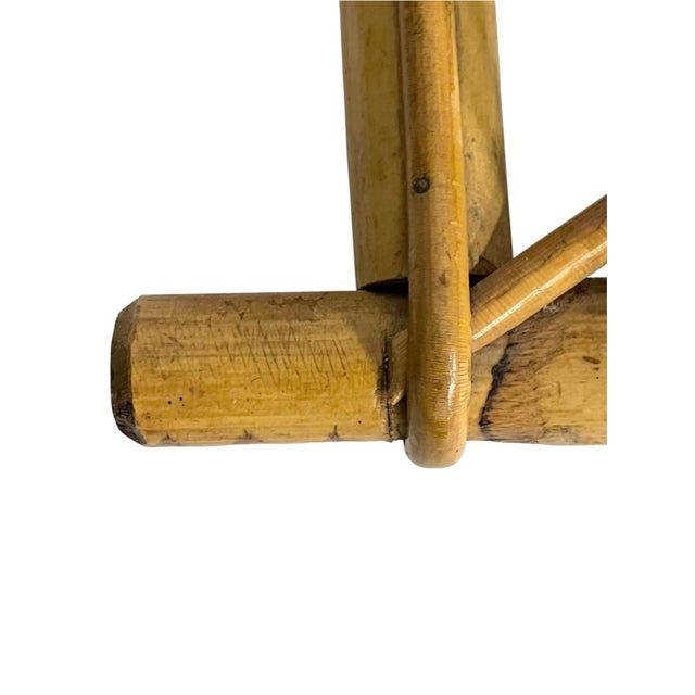 Vintage French Provincial Bamboo Coat Hat Rack With Two Hooks For Sale - Image 4 of 12