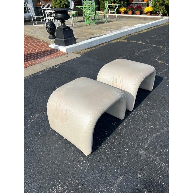 Textile Pair of Post Modern Waterfall Ottomans For Sale - Image 7 of 18