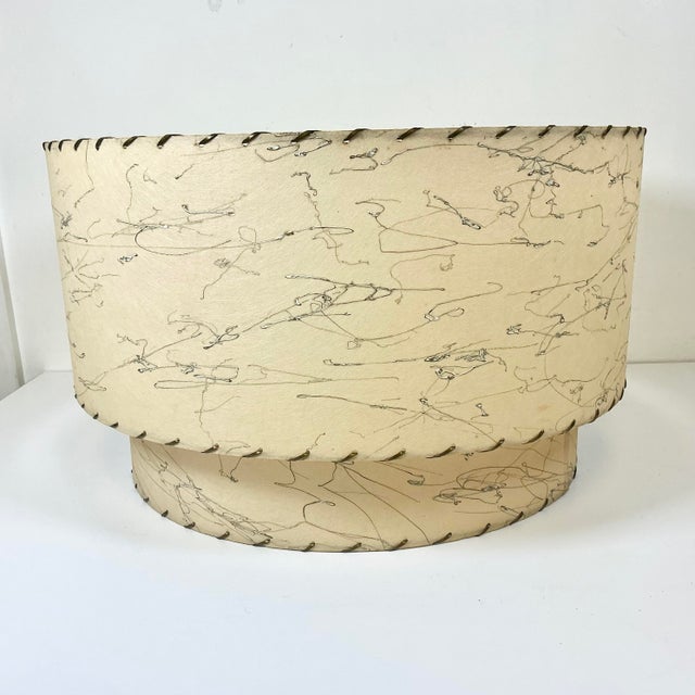 1940s 1940s Vintage Boho Chic Arts & Crafts 2-Tier Fiberglass Lamp Shade, Splattered Spaghetti Design For Sale - Image 5 of 9