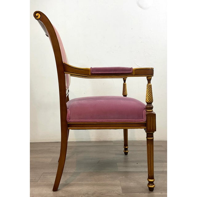 Traditional Karges Empire Style Orchid Velvet Dining Arm Chairs For Sale - Image 3 of 9