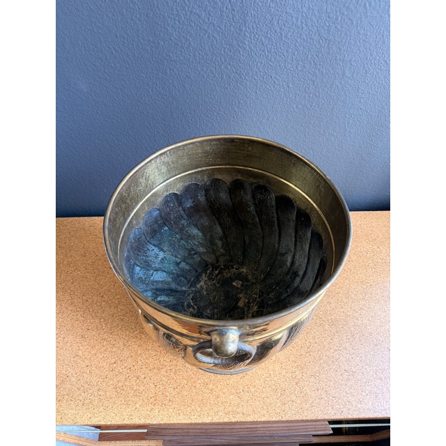Brass 1970s Hammered Brass Planter For Sale - Image 8 of 10