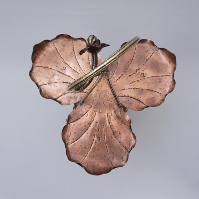 Metal 1880's English Antique Aesthetic Movement Cake Stand/Display Table by Townshend of Birmingham, Copper Acanthus Leaf Pattern & Bamboo Effect Brass For Sale - Image 7 of 12