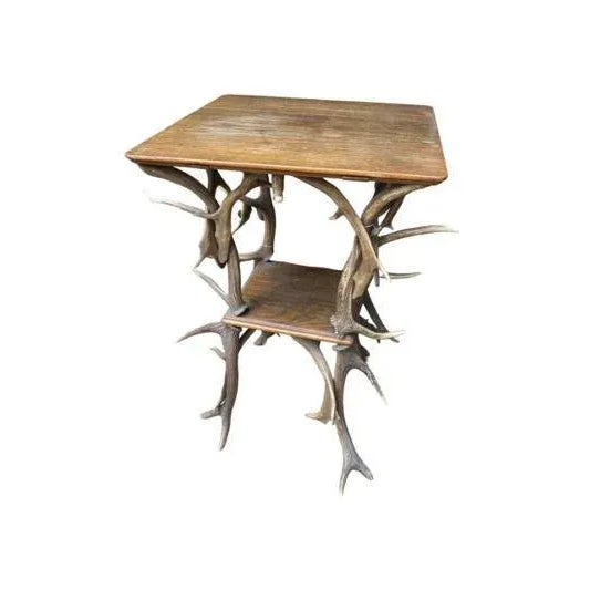 Wood 1930s Antique Antler Table For Sale - Image 7 of 7
