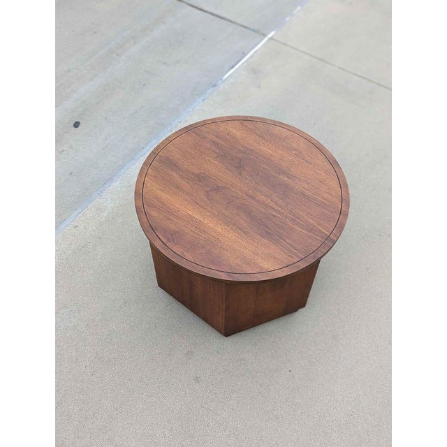 Mid-Century Modern Vintage Mid-Century Round Walnut Cabinet Side Table For Sale - Image 3 of 9