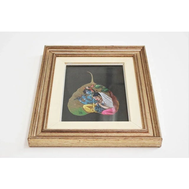Indian Painted Leaves in Frames, 1970s, Set of 2 For Sale - Image 10 of 15