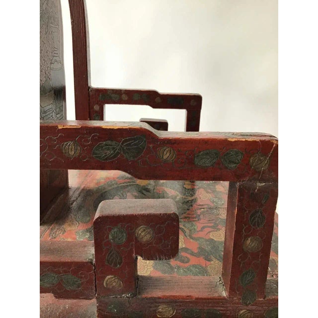 1920s 1920s Chinese Scarlet Painted Lacquered Armchair For Sale - Image 5 of 13