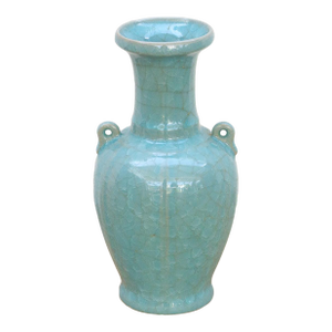 Antique Turquoise Crackle Glaze Vase