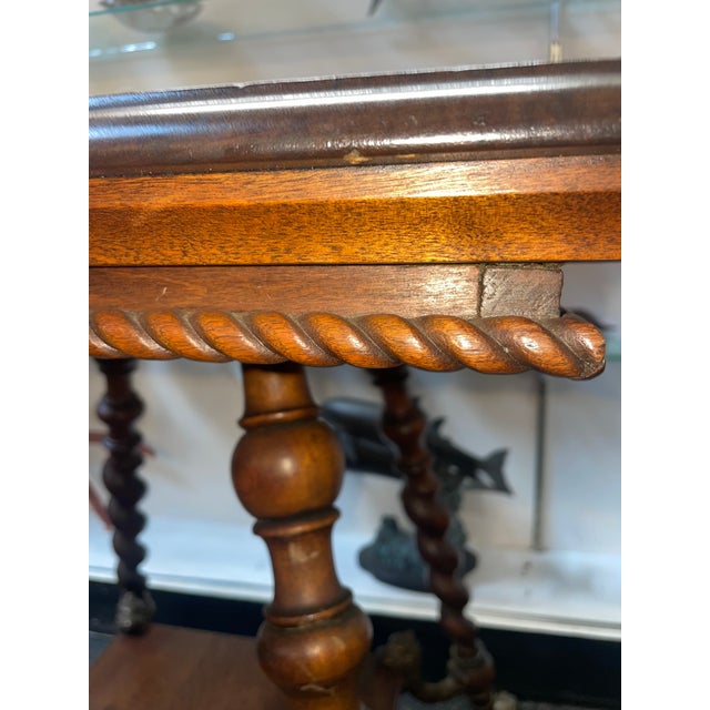 Wood Antique Victorian 19th Century Walnut Barley Twist Plant Stand Side Parlor Table For Sale - Image 7 of 10