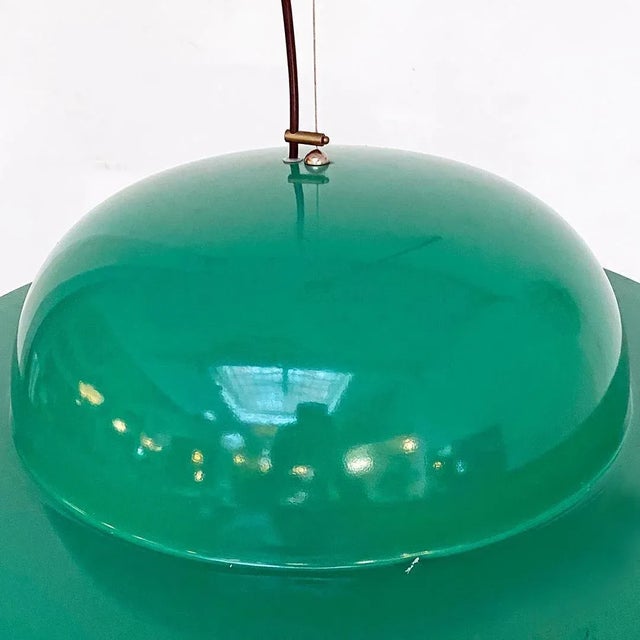 Mid-Century Modern Italian Hat-Shaped Green Metal Chandelier, 1970s For Sale - Image 10 of 16