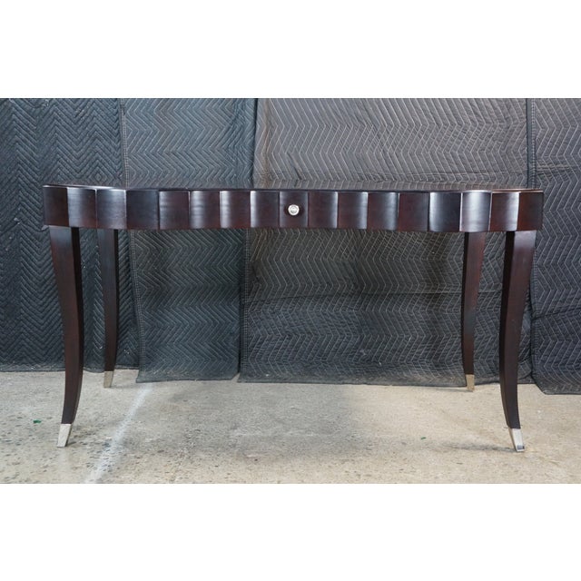 Baker Furniture Company Late 20th Century Barbara Barry for Baker Italian Art Deco Style Modern Mahogany Writing Desk 54" For Sale - Image 4 of 18