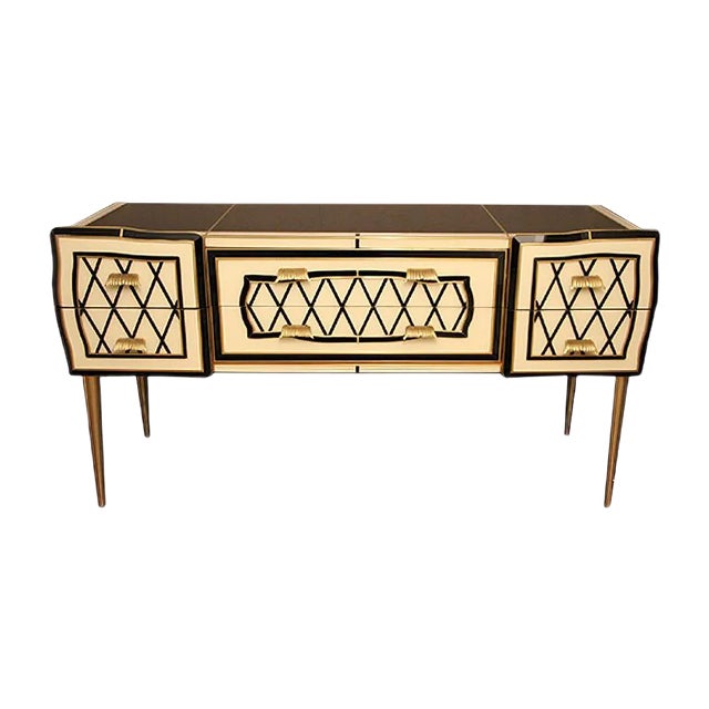 Vintage Italian Black and White Sideboard For Sale