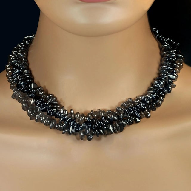 Traditional Ajd 36 Inch Infinity Necklace of Highly Polished Hematite Nuggets For Sale - Image 3 of 7