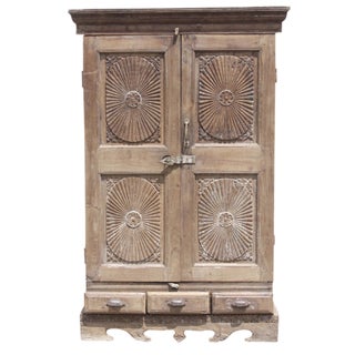 Carved Sunburst Cabinet For Sale