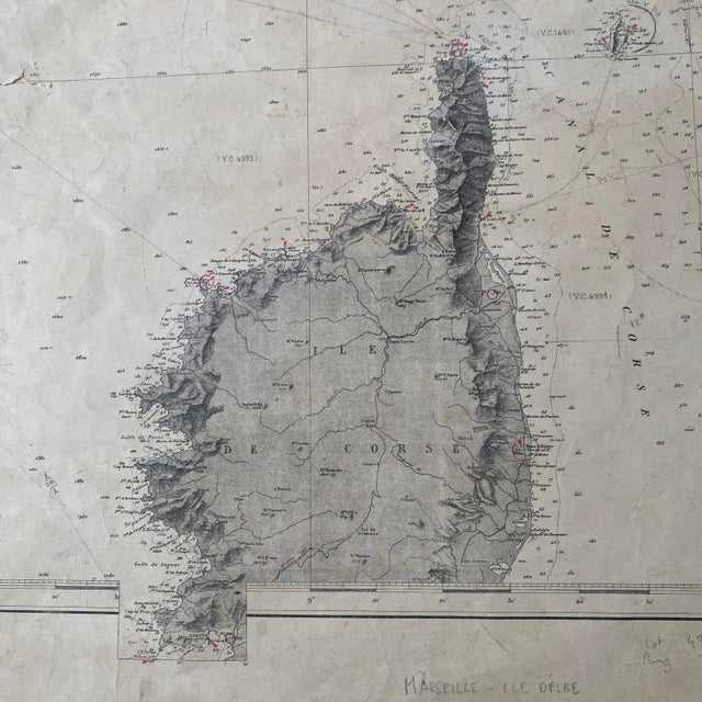 1950s Map of Marseille, Corsica, Elba Island, 1888 For Sale - Image 5 of 10