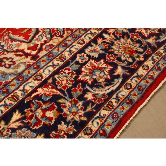Hand Knotted Persian Style Vintage Wool Area Rug Red Field Floral Medallion For Sale - Image 12 of 18