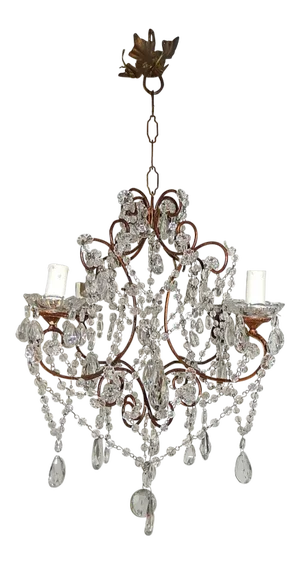 1920, French, Swags and Crystal Prisms Chandelier