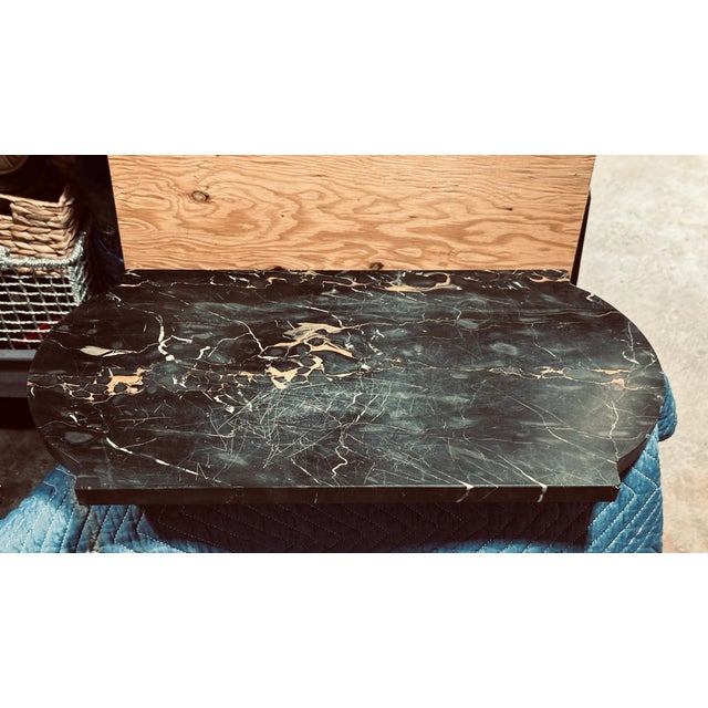 1920s Vintage Italian Portoro Marble Top SideTables With Ornate Gilded Metal Bases - Pair For Sale - Image 15 of 15