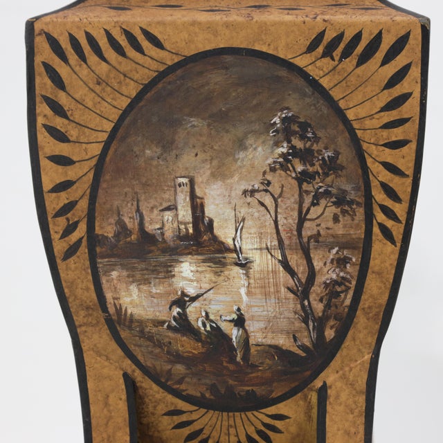 Pair of Vintage Tole Neoclassical Style Hand-Painted Table Lamps For Sale In New York - Image 6 of 12