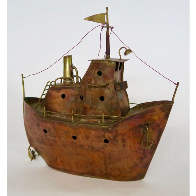 Brutalist Ship Sculpture in Brass and Copper, 1970s For Sale - Image 6 of 6