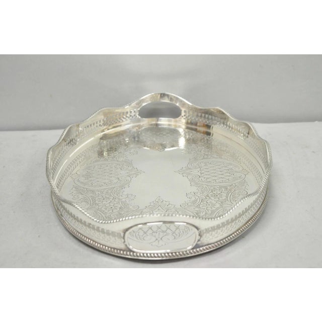 Metal Vintage Israel Freeman and Son English Edwardian Oval Silver Plated Platter Tray For Sale - Image 7 of 13