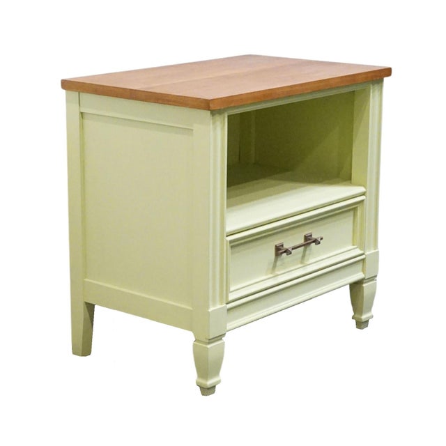 Bassett Bassett Furniture Ticino Collection Cream Painted 24" Nightstand W. Solid Cherry Top 238-96-270 For Sale - Image 4 of 10